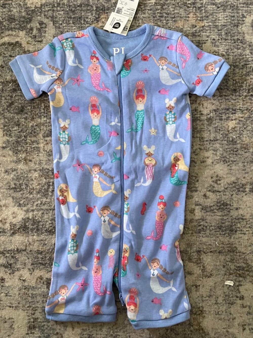 New The Children's Place 6-9 Month One Piece Mermaid Life Pajamas Romper